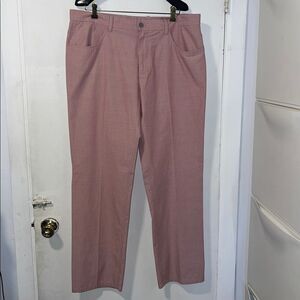 ASHWORTH Red and White Microstripe Flatfront Cotton Blend Golf Pants-38